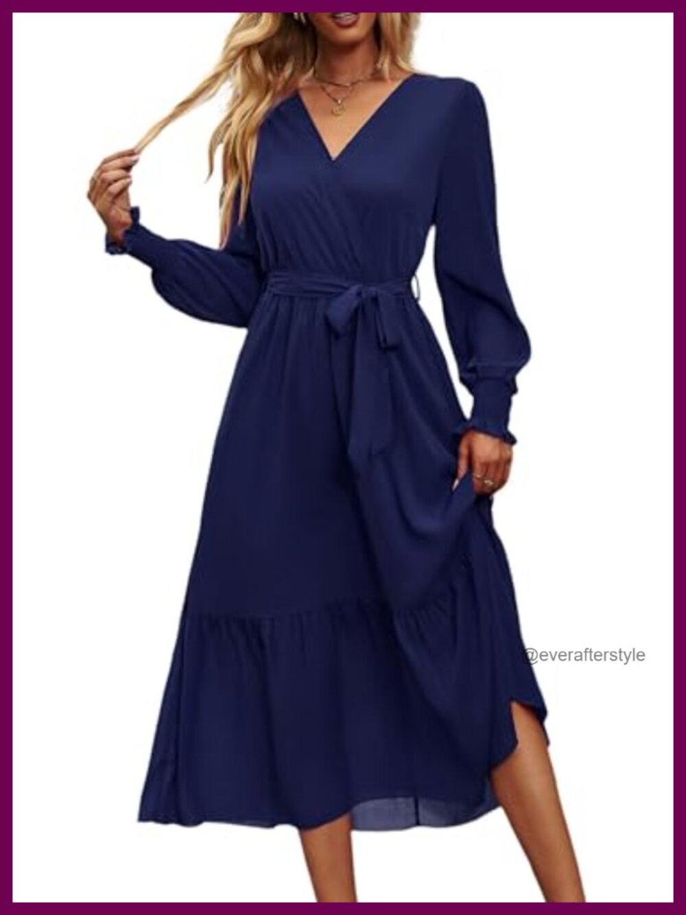 Boho Floral Maxi Dress Long Sleeve V-Neck A-Line Ruffle Hem